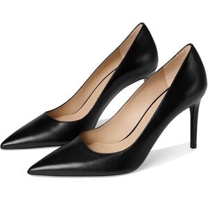 Stuart WEITZMAN Elegant Women’s 75 Pointed Toe Leather Pumps in Black Size 9